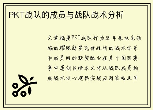 PKT战队的成员与战队战术分析
